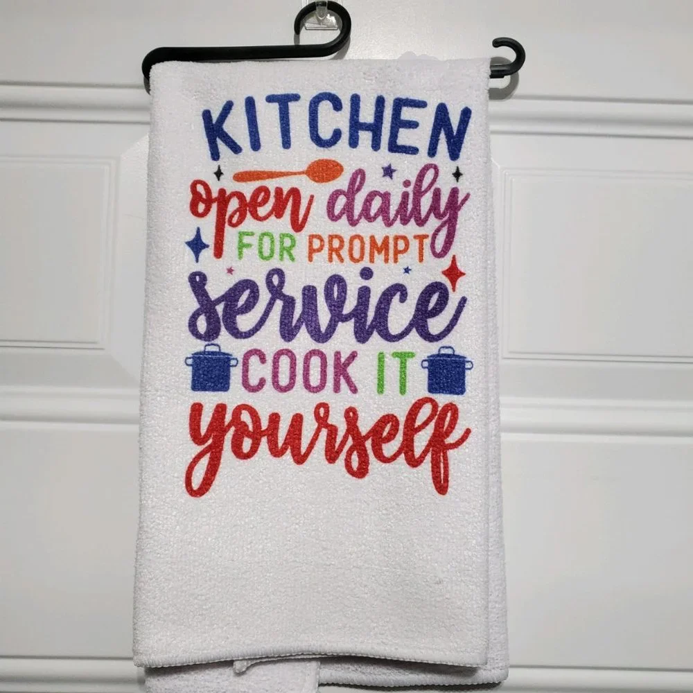 Kitchen Open Daily Tea Towel